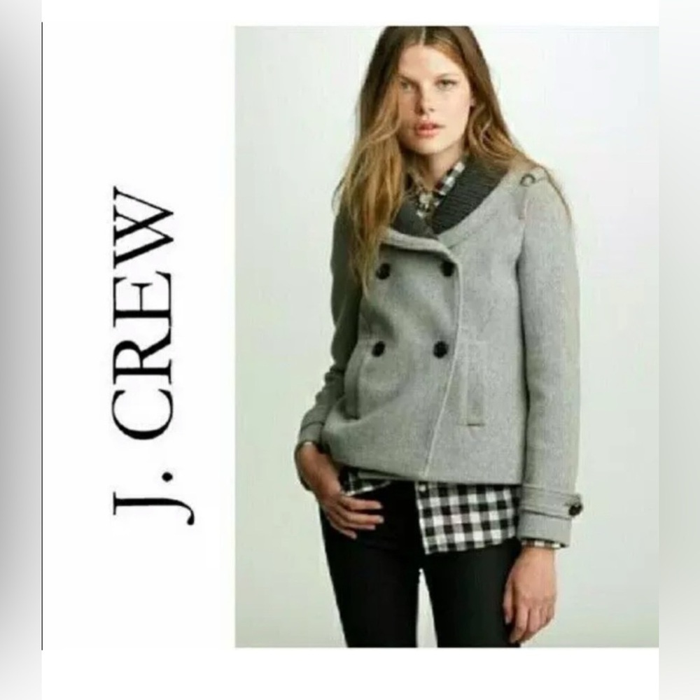 J Crew Gray Stadium Cloth Sasha Peacoat / Jacket